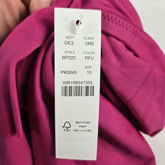 J Crew Women's Size 6 Ruched Ruffled Radiant Pink One Piece Swimsuit NWT BP222 - Picture 7 of 7